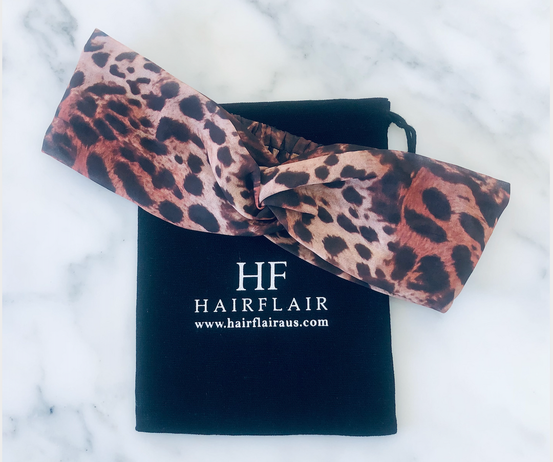 Headband - Satin Elastic Leopard headband