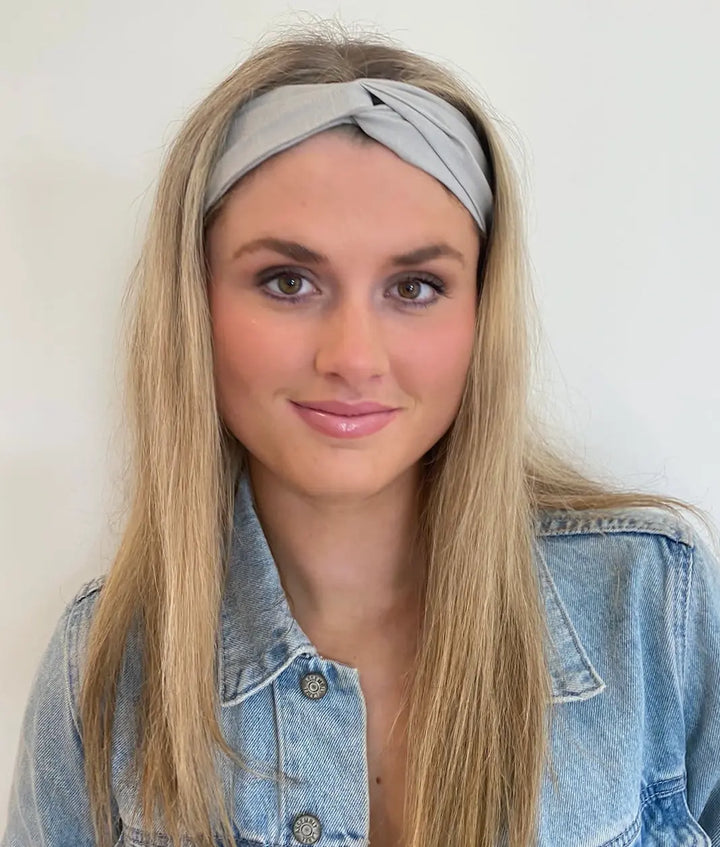 Headband - Linen Elastic headband in French Grey