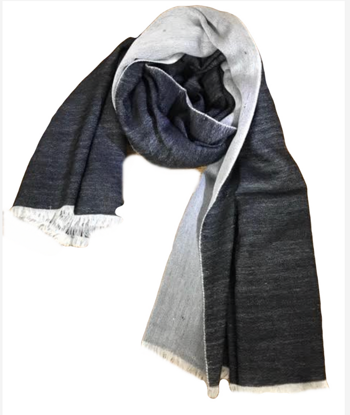 Scarf Unisex - Cashmere/ Mulberry Silk Scarf - JetBlack/Jetstream