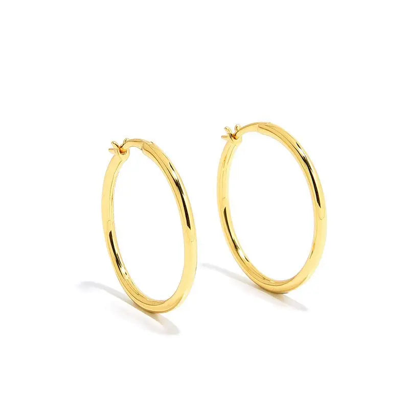 WS 18K gold Sterling Silver Hoop Earrings 4cm