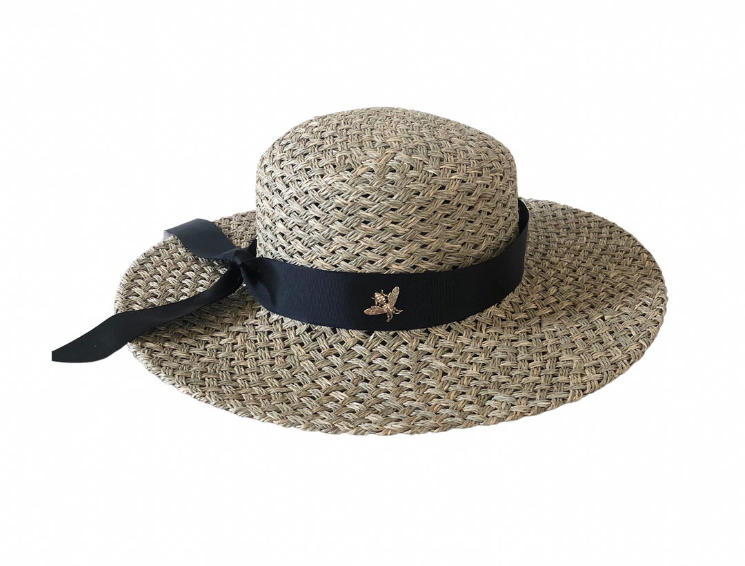 100% Seagrass Woven Boater & Ribbon