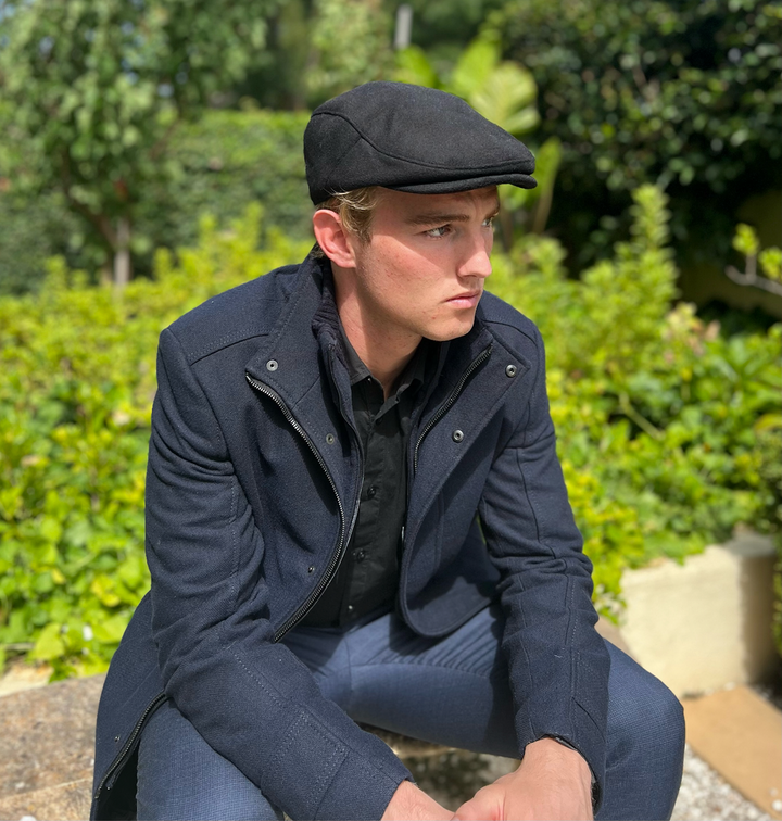Unisex Newsboy Cap - Black Suede