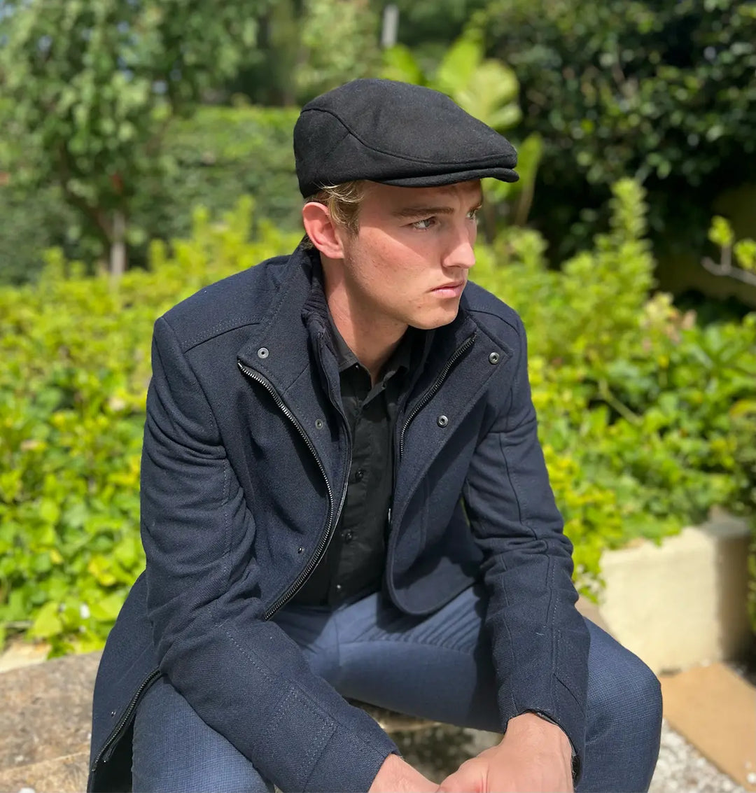 Unisex Newsboy Cap - Black Suede