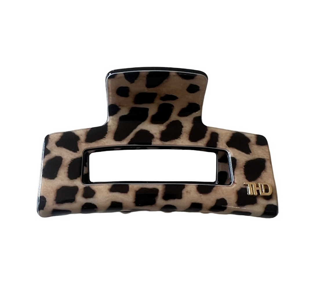 WS Acetate Medium Rectangle Hair Claw in Leopard