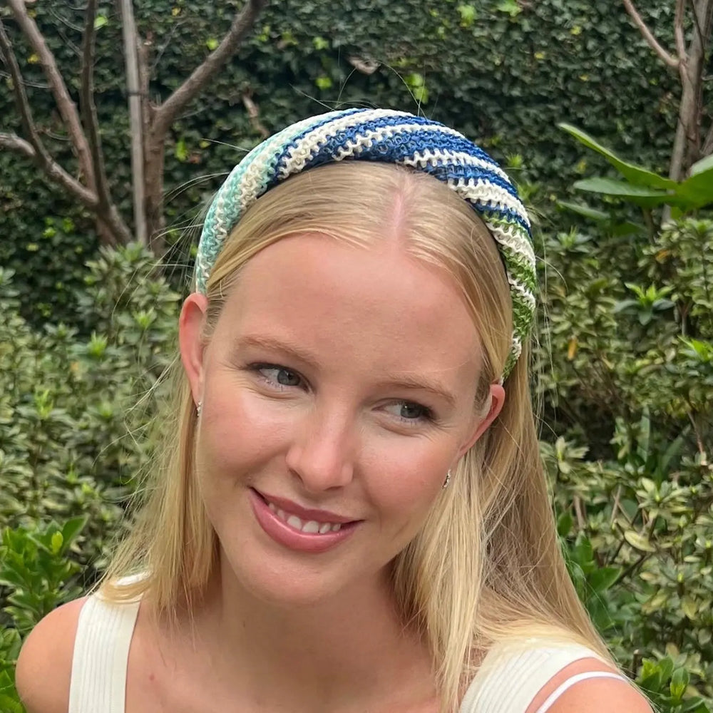 Straw Alice Headband - Ocean Hues