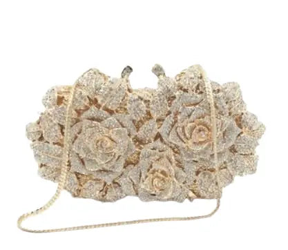 BellaRose diamond Gold Clutch Bag
