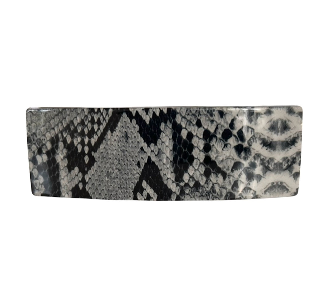 Acetate Barrette - Oversized in Snake Grey