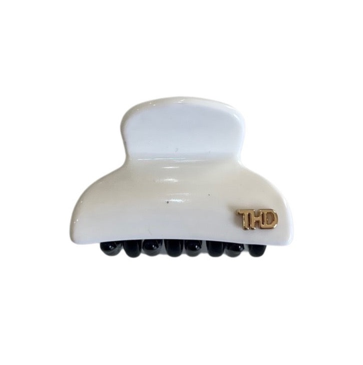 WS - Acetate Small Hair Claw & Crystals - White