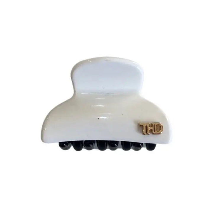 Acetate Small Hair Claw & crystals – White