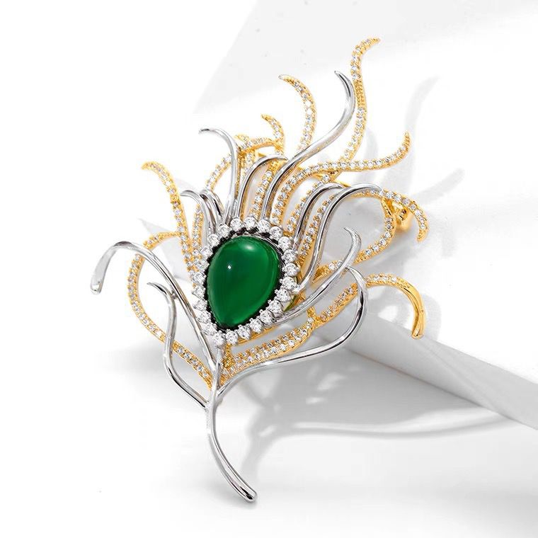 Brooch - Emerald Crystal Frond brooch
