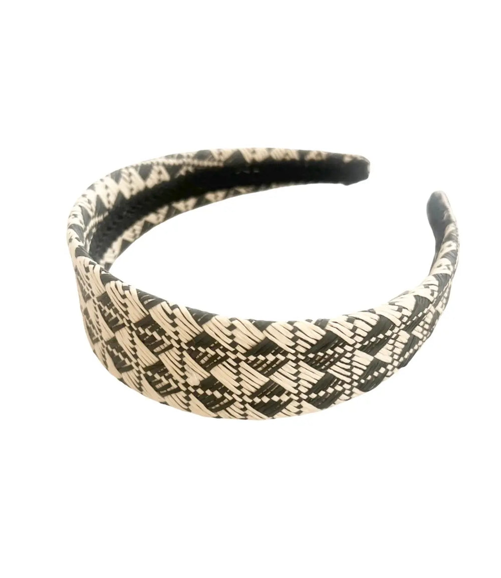 Straw Alice Headband - Black/white