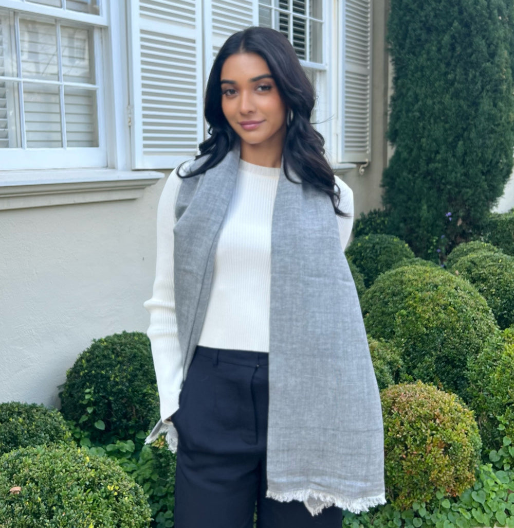 WS Linen Handwoven Scarf- Ultimate Grey 754523535708