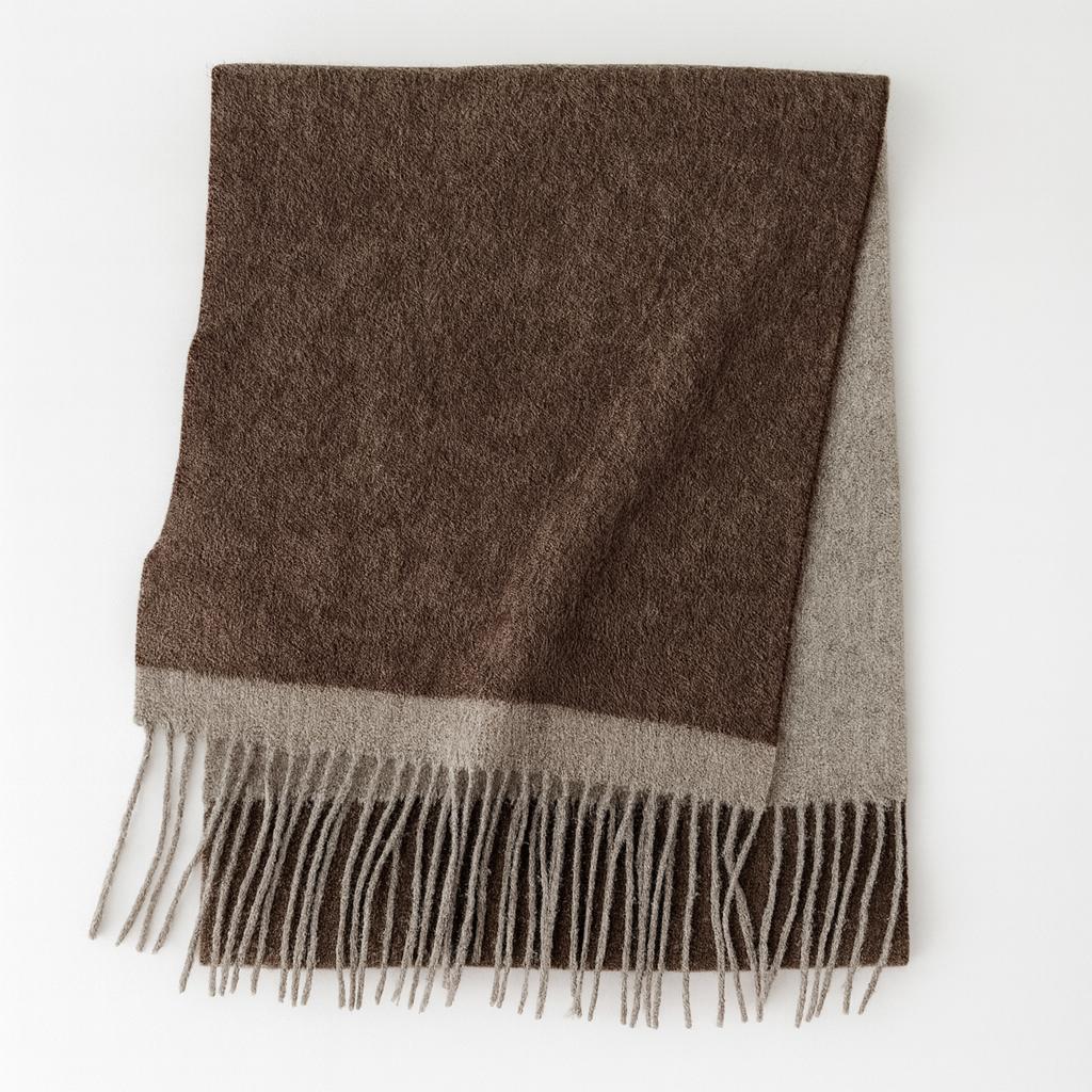 WS - Edge Wool Scarf -Chocolate/Grey Tania Hird Designs