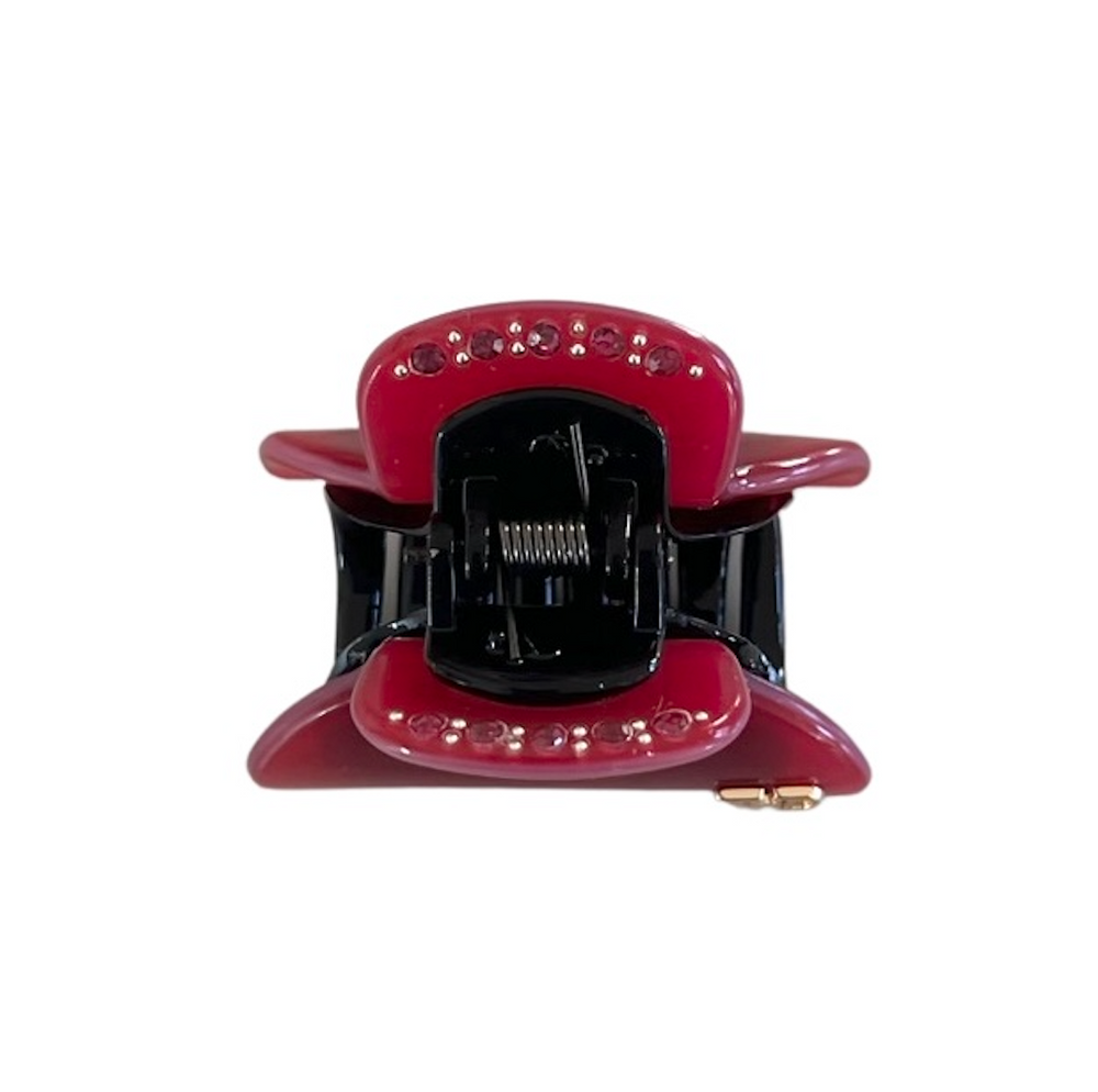 WS - Acetate Small Hair Claw & Crystals - Viva Magenta