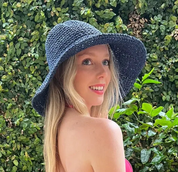 Woven Foldable Sunhat in Tibet Blue