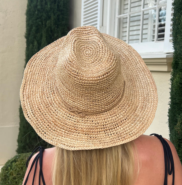 Jessie Raffia Cowboy Hat & Tie- natural
