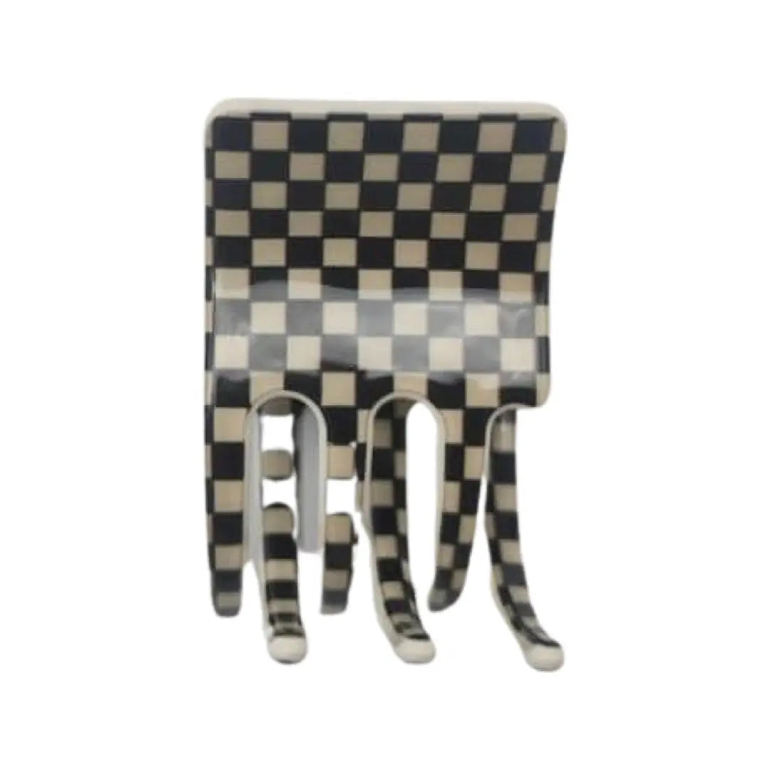 Acetate Square Claw in Black & White Check