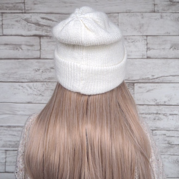 WS Angora Blend Slouch Beanie - White - Image 3