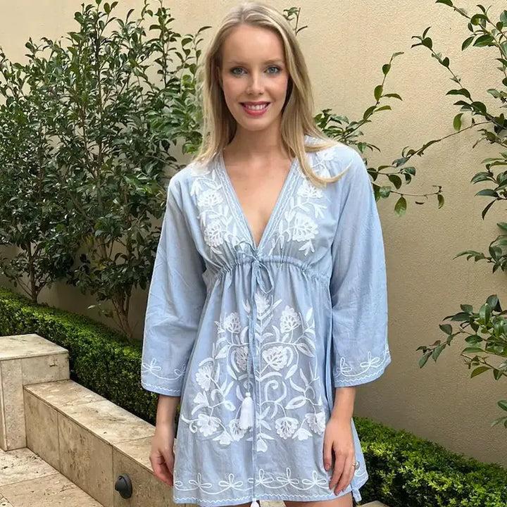 WS Amelie Embroidered Dress - Blue - Image 1