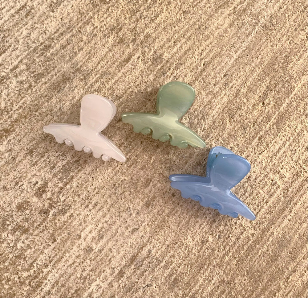 3 set small acetate hair claws in Ocean Gloss