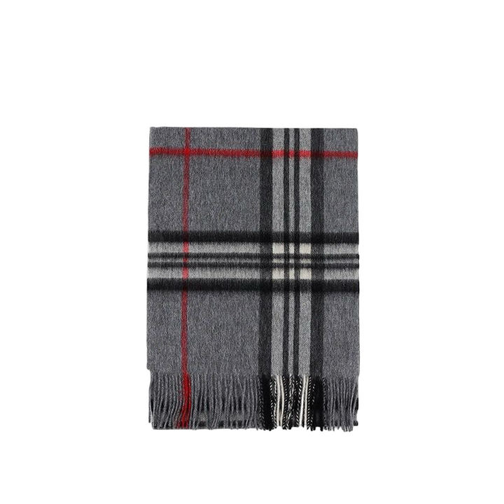 Premium 100% Wool Check BB Scarf- grey