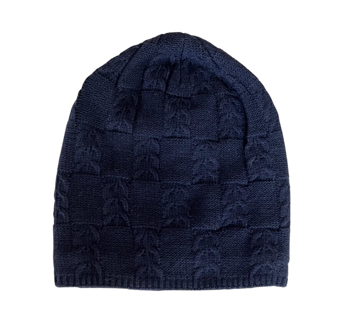 Mens Woolblend Beanie slouch - Navy