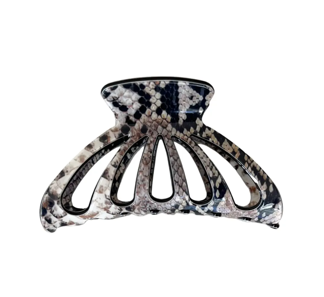 Acetate Large Cutouts Claw - Snake Brown