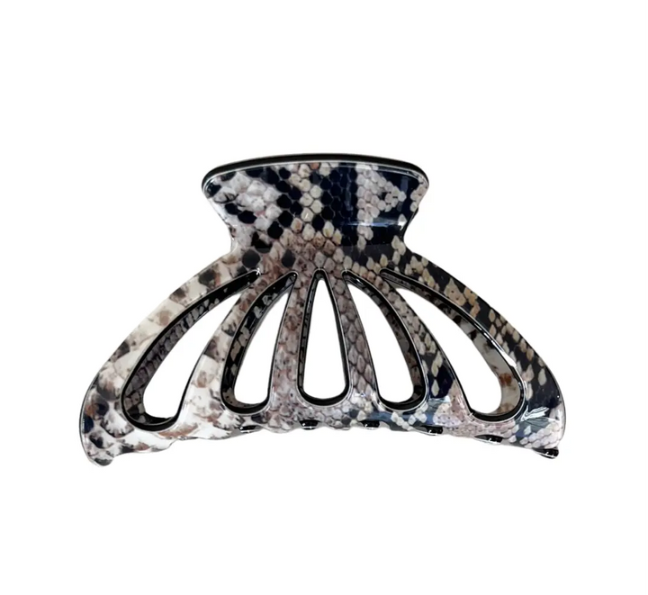 Acetate Large Cutouts Claw - Snake Brown