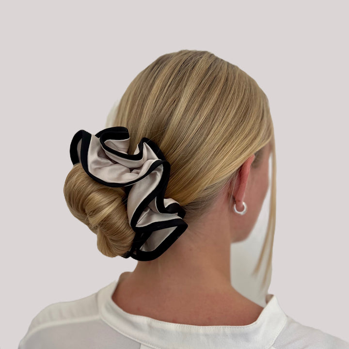 Scrunchie- Off White with black trim