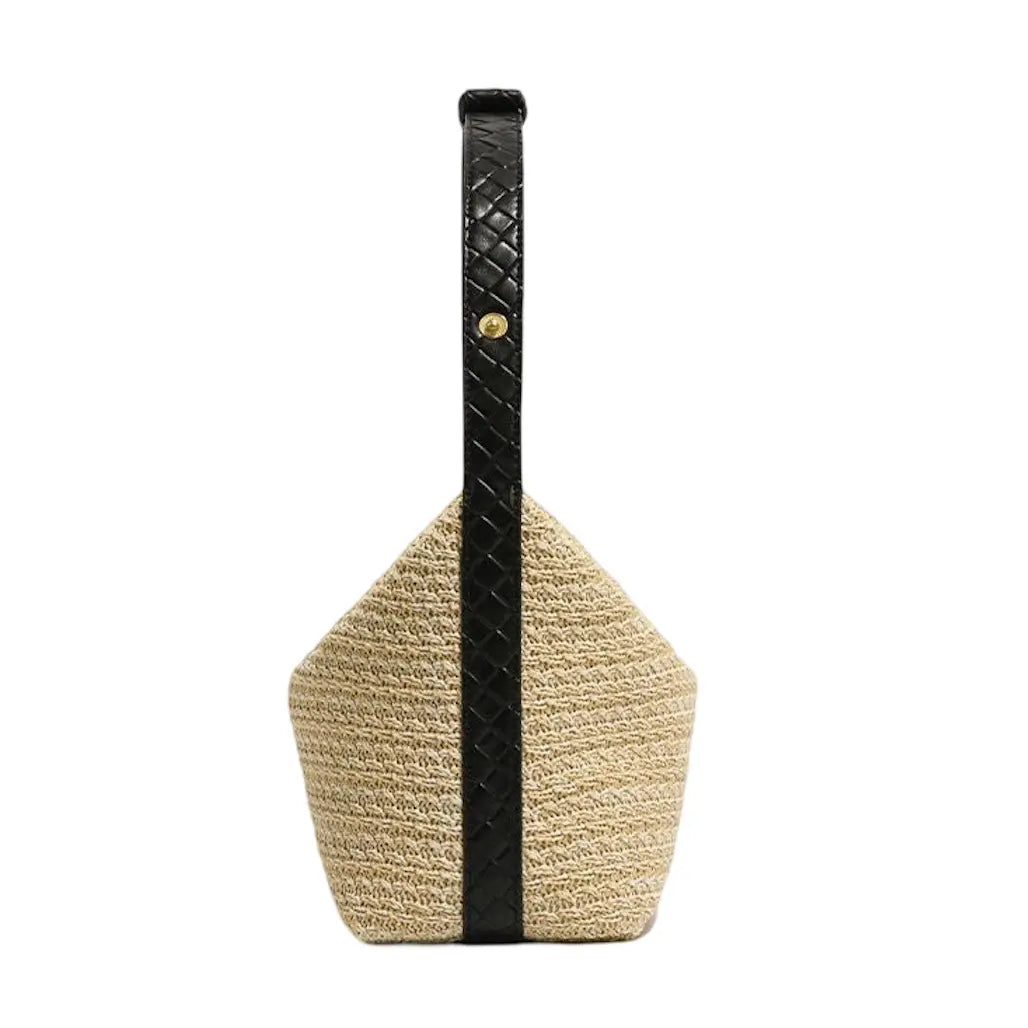 WS Bodicia - Straw Crotchet & Black Vegan Shoulder Bag - Image 3