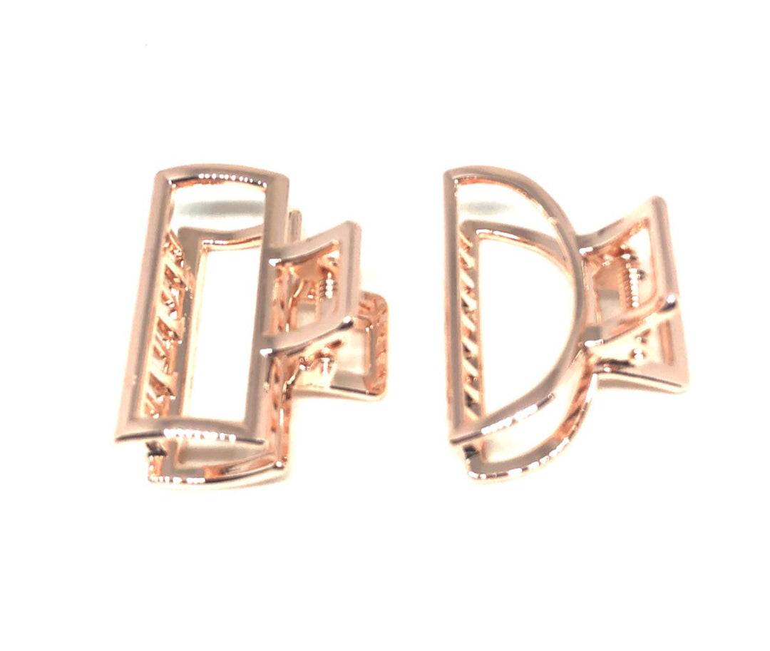 Mini open shape claw clip in rose gold -  2 pc Tania Hird Designs