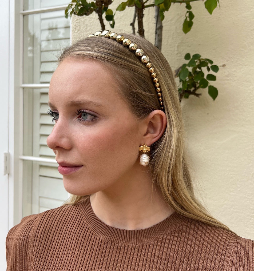 WS - Faux Pearl Headband Gold