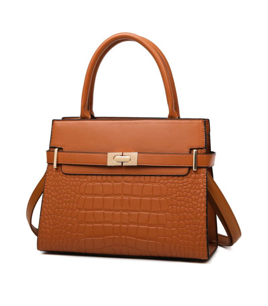 Alexandra Medium Vegan Croc Tote Bag - Tan