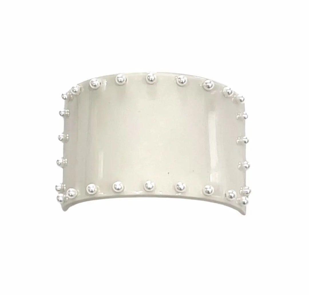 WS Oversized curved Barrette - Off-White with pearls 757953171300