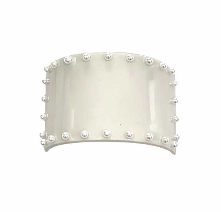 WS Oversized curved Barrette - Off-White with pearls 757953171300