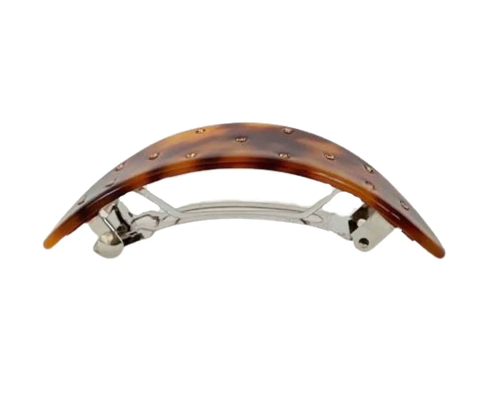 Acetate Barrette Oval & Crystal Classic Brown