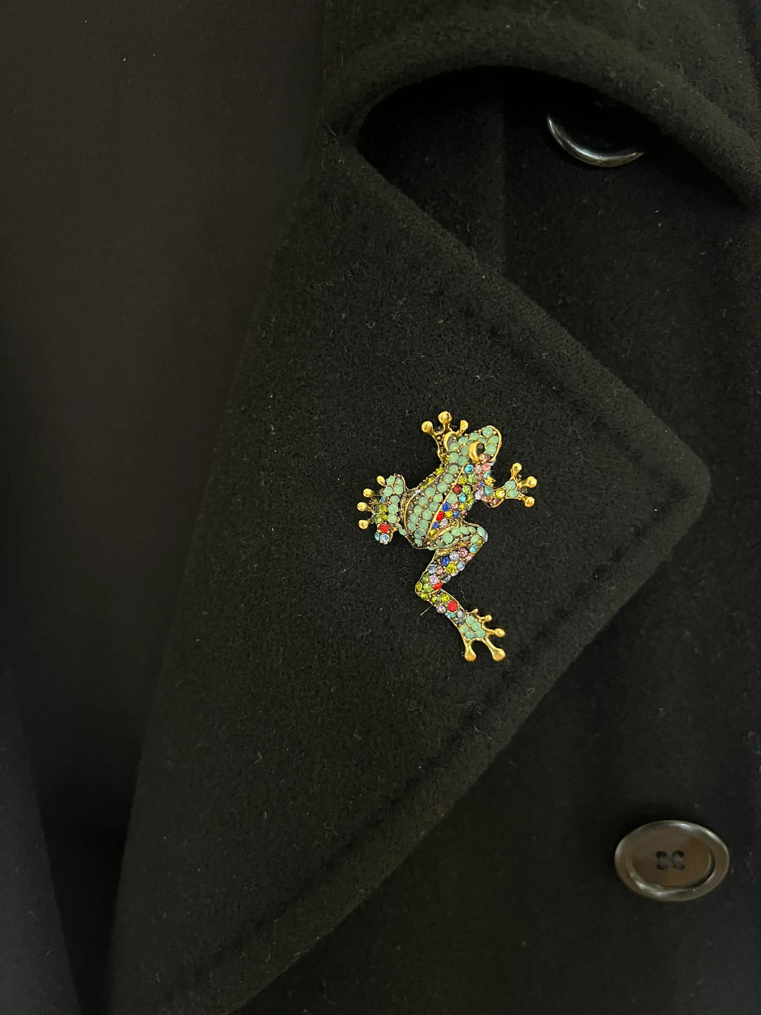 WS Brooch - Elongated Gem Frog