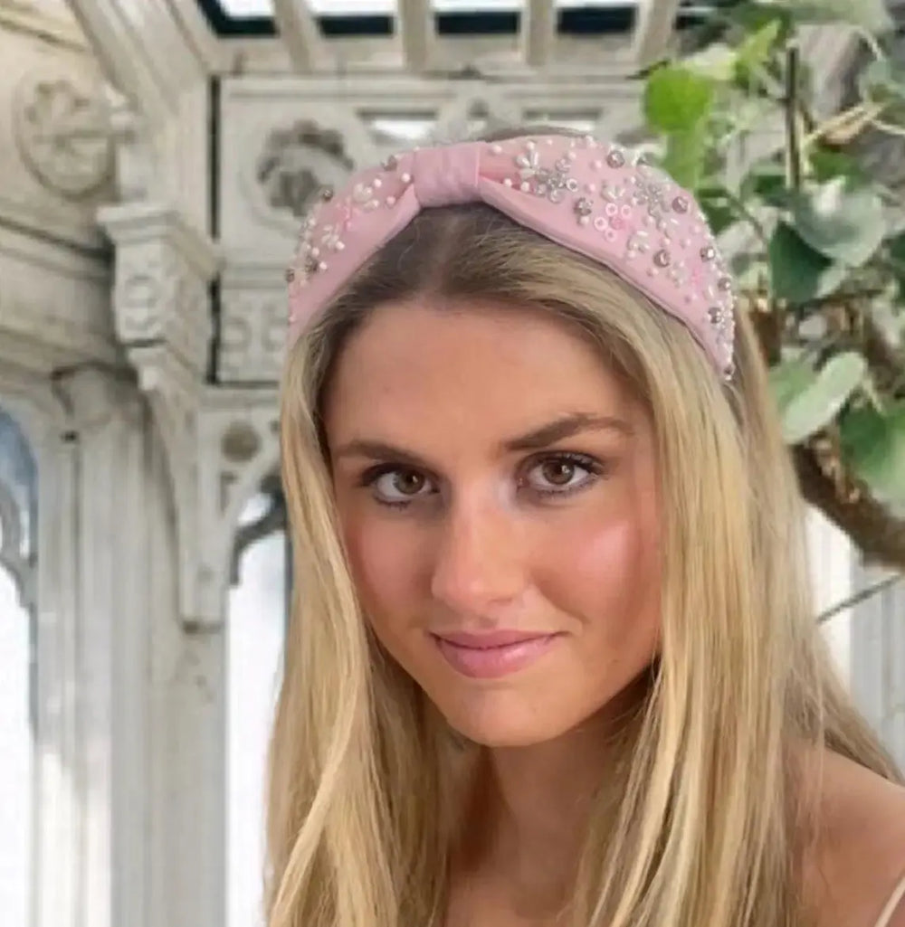 Headband — Stephanie - Handbeaded Linen Structured bespoke Headband