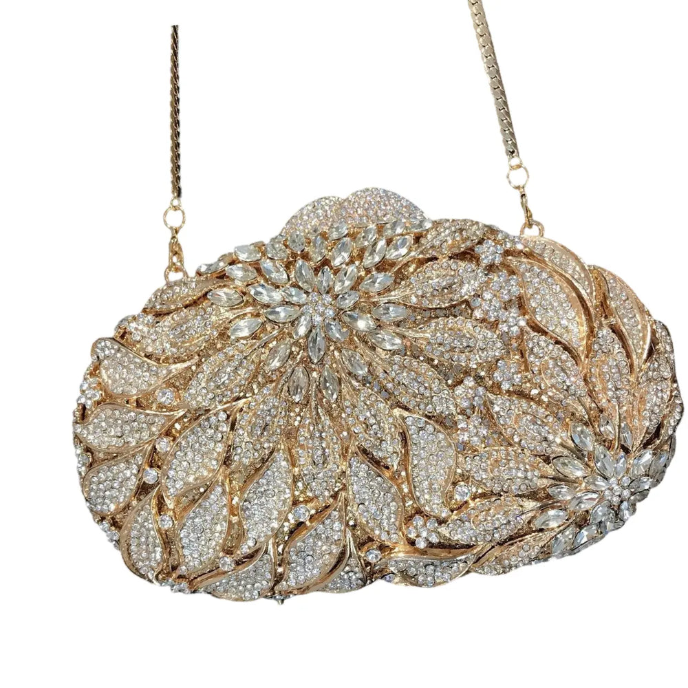 Natalya diamond Gold Clutch Bag