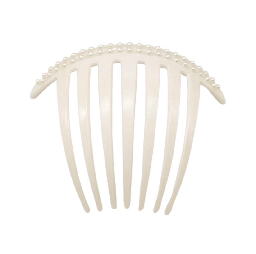 WS Premium XL Acetate Pleat Comb - Off white with double pearls 757953171171