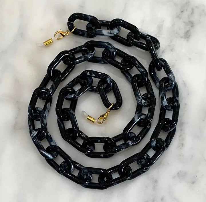 WS - Sunglasses Chain Oversized Retro - Black 744109225079