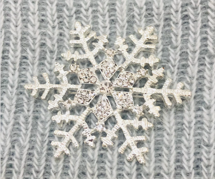 Angora Blend Beanie with SnowFlake- Grey