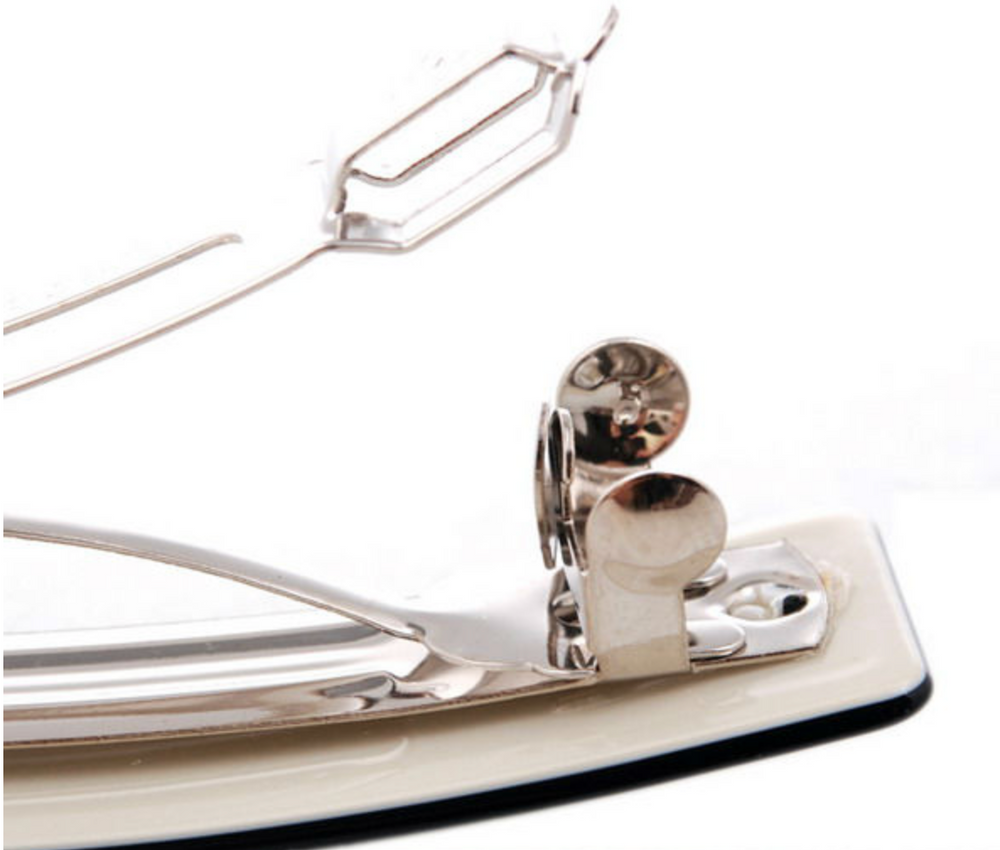 Acetate Barrette - Two Tone - Ivory with Black Trim