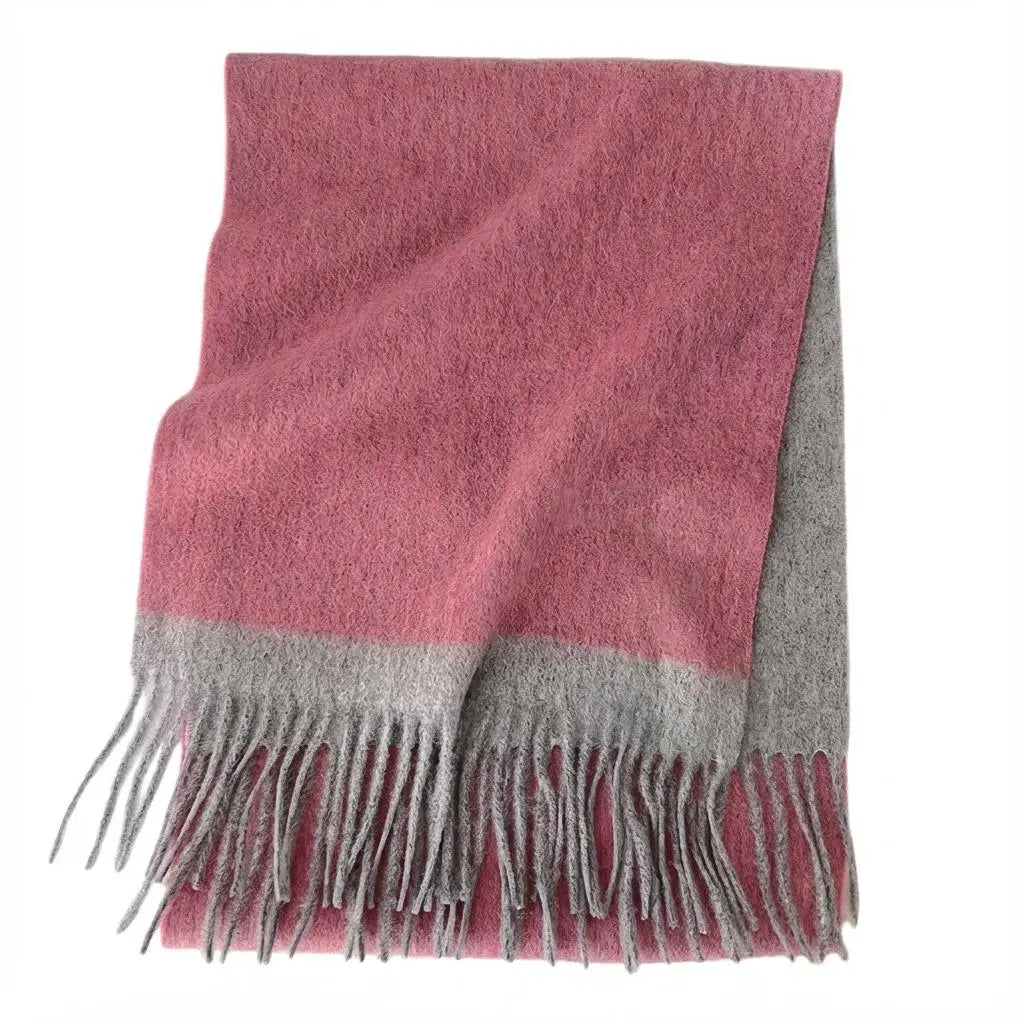 Edge Wool Scarf -Pink/Grey