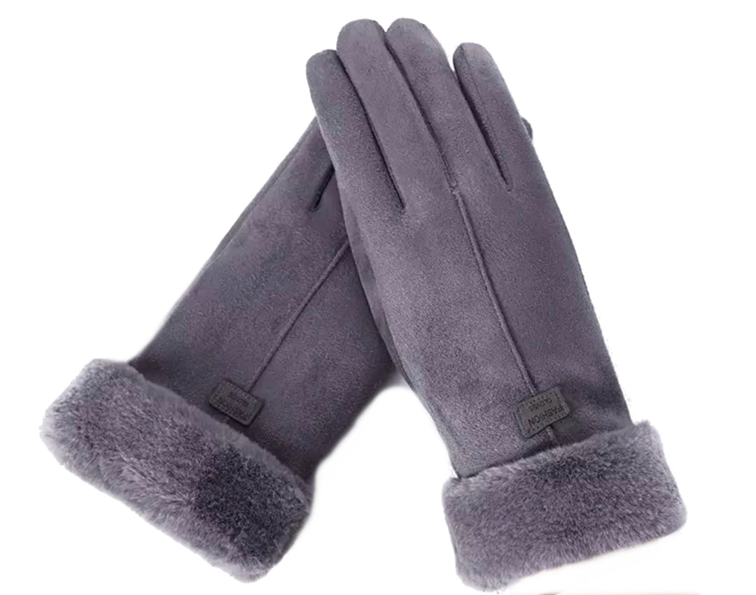 Vegan SuedeTouchscreen Gloves - Grey