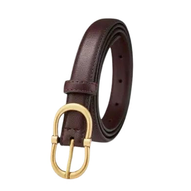Dark Brown Leather Zurich Belt Gold 1.8cm