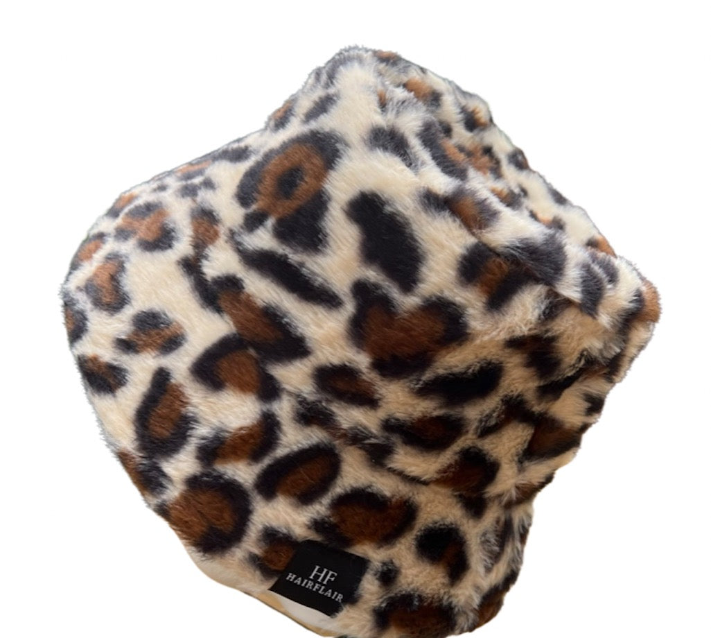 KIDS Faux Fur Bucket Hat - Leopard 5 -10 Tania Hird Designs