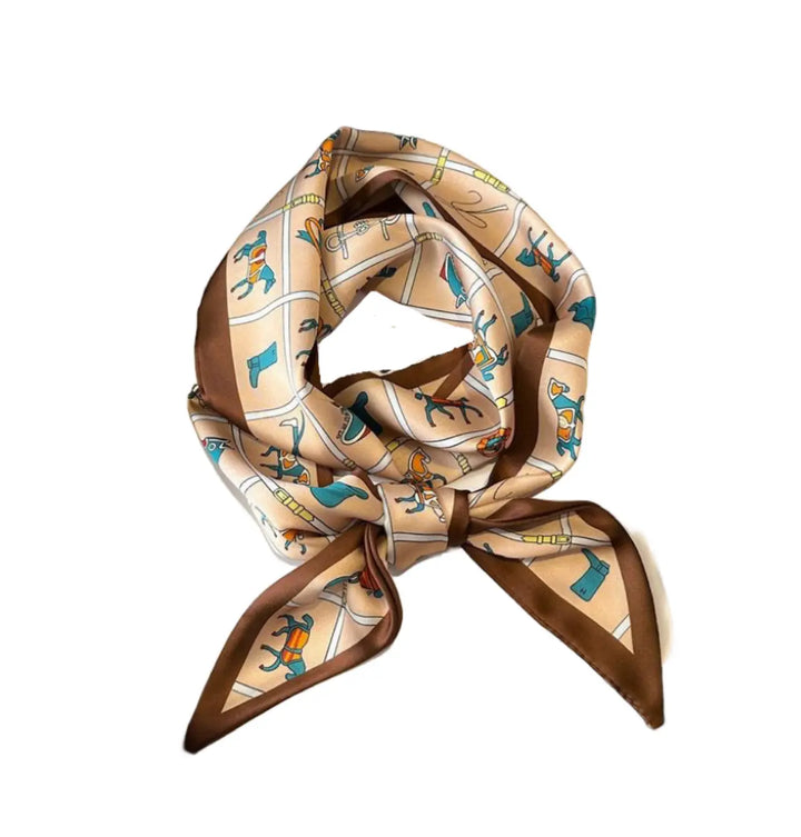 WS - Neckscarf / Hairscarf Brown Vermillion Carousel