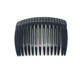 Acetate Comb - Black & Black Crystals