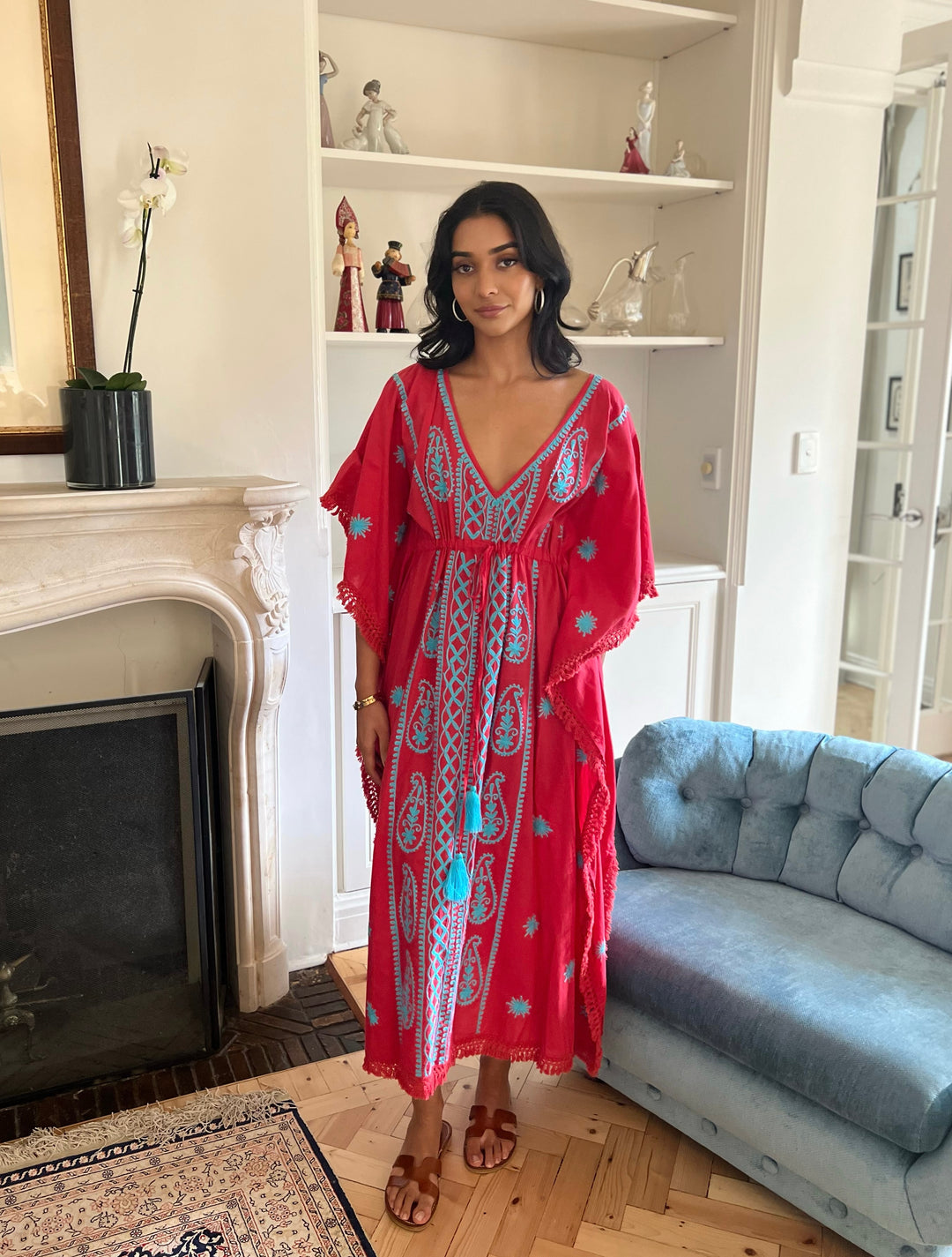 WS Juliette embroidered dress in Red Tania Hird Designs